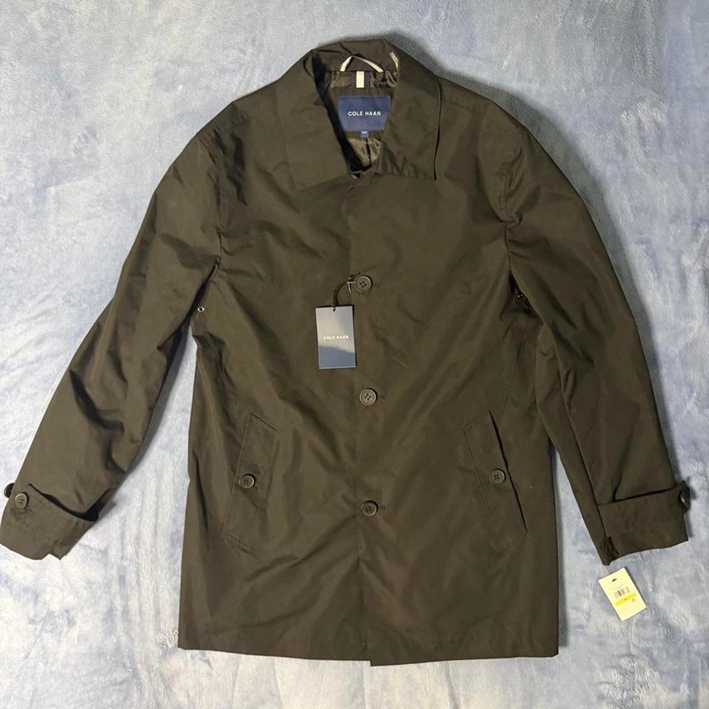 Cole Haan black trench coat men Size M